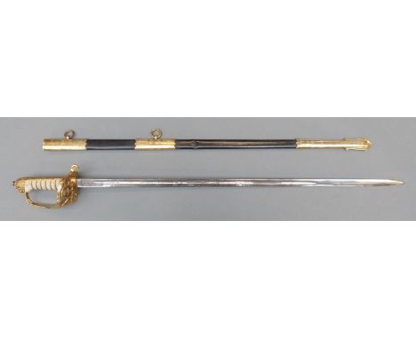 British 1827 pattern Naval Officer's sword by Wilkinson, serial number 91458 to blade and EIIR cypher, named R.A.Tole-Moir R.