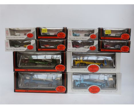 Twelve Exclusive First Edition (EFE) diecast model vehicles including car transporters and car sets, all in original boxes