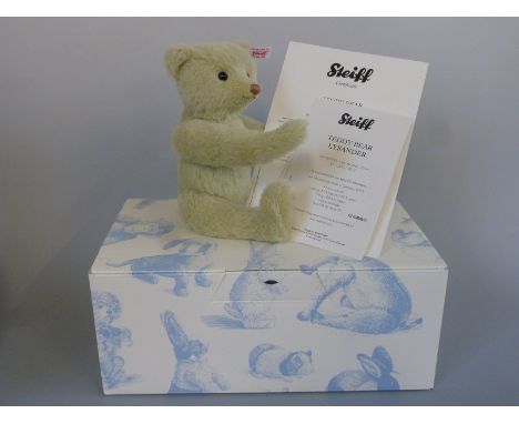 Steiff Teddy Bear Lysander with pale green mohair, shaved snout, lizard brooch and jointed limbs, limited edition 968/1500, 2