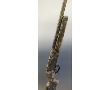 Baikal MP-18M-M .410 shotgun with sound moderator, camouflage tape and 35 inch barrel, overall length 128cm, length of pull 3