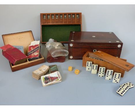 Shut-The-Box pub game by C M J Products, vintage dominoes, boxes, hip flask etc