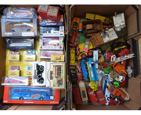 A large collection of Corgi, Dinky, Matchbox and similar diecast model vehicles, some in original boxes 