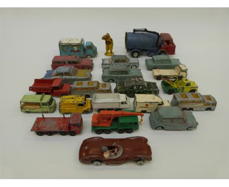 Twenty-one Corgi, Dinky, Spot-on, Crescent and similar diecast model vehicles together with a John Hill & Co Johillco painted