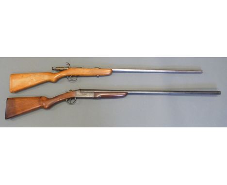 Two Webley & Scott single barrelled shotguns, one a .410 bolt action with 25 inch barrel, overall length 115cm, length of pul