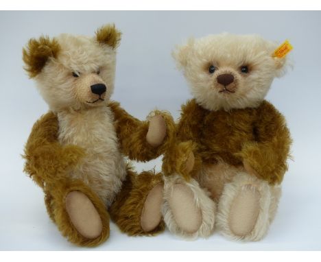 Two Steiff Teddy Bears with two-tone biscuit mohair and joined limbs, 32cm 