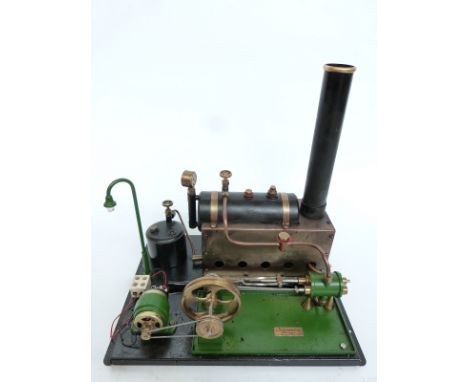 Cheddar Models gas fired live steam stationary engine and boiler with dynamo and light, length 27cm