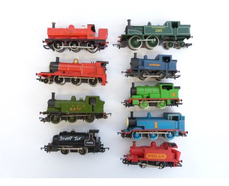 Nine Hornby and Tri-ang 00 gauge tank locomotives including Thomas the Tank Engine, Polly, Smokey Joe etc