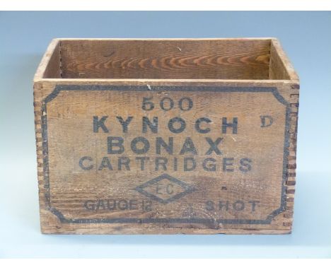 Kynoch Bonax wooden shotgun cartridge or ammunition box.