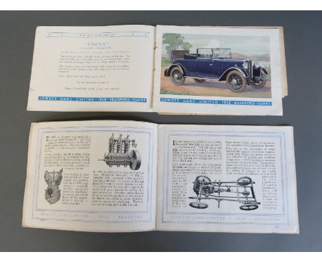Two vintage Jowett car brochures, one titled 'The Big Pull' undated but circa late 20's, the other 1932