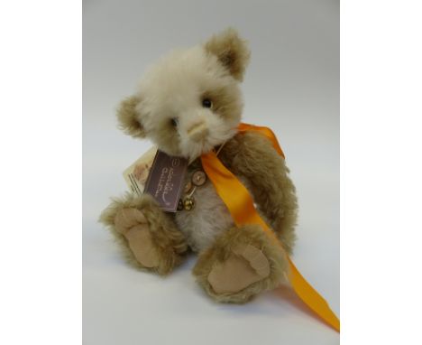 Charlie Bears Isabelle Collection Teddy Bear Rhea, with two tone mohair, bow with button and bell and jointed limbs, 25cm tal