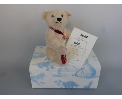 Steiff Teddy Bear Nicholas The Fabergé Inspired Bear with cream mohair, red embroidered pads, Fabergé style egg pendant and j