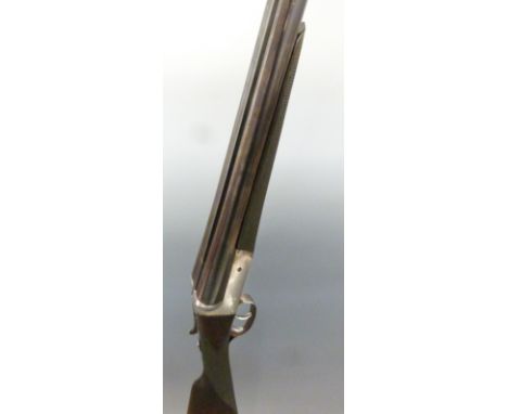 William Moore & Grey 12 bore side by side ejector shotgun with named locks, chequered grip and forend, ball sight, double tri