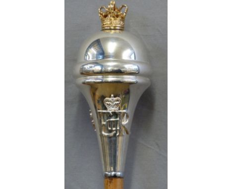 British Army Scots Guards Drum Major's mace, Queen Elizabeth II cypher and regimental badge, complete with carry case, total 