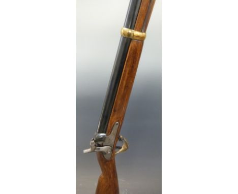 Antonio Zoli & Co 12 bore muzzle loading percussion hammer action two band gun with eagle engraved to the lock, brass mounts,