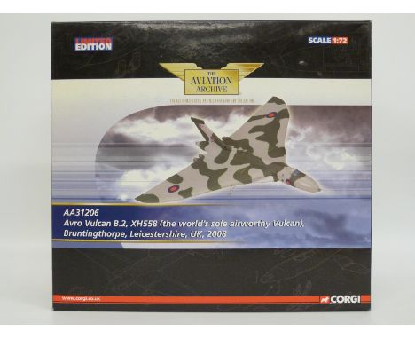 Corgi The Aviation Archive 1:144 scale limited edition diecast model Avro Vulcan B2 XH558 AA31206, in original box. The box i