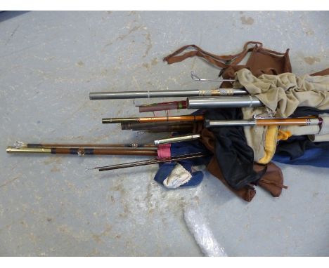 A collection of vintage fishing rods including Graham, Olympic, a number of coarse fishing rods including Concept Carp, Chapm