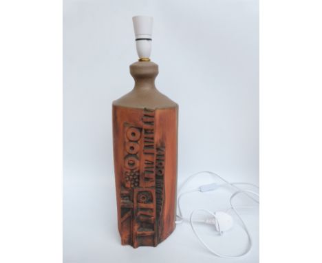 A large Cornish pottery lamp, 54cm tall