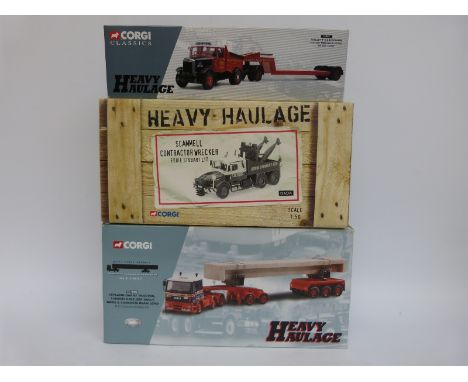 Three Corgi and Corgi Classics Heavy Haulage diecast model commercial vehicles comprising limited edition Leyland DAF 85 Trac