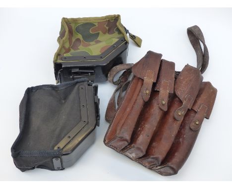 A leather ammunition pouch together with two Mini Mag magazine holders  