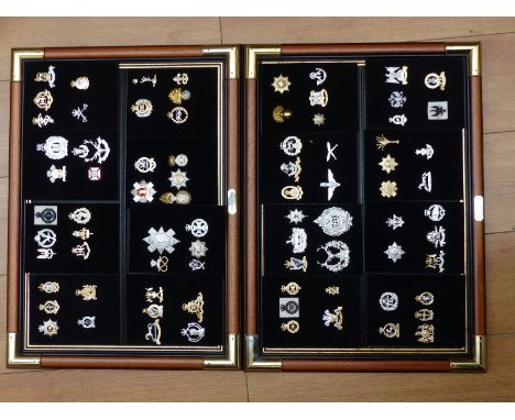 Danbury Mint 'Regiments of The British Army' cap badges, over 75 in total, in two frames 
