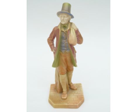 A Royal Worcester James Hadley figure of a Welshman, model no 1875, decorated in shot silk colourways, 19cm tall 
