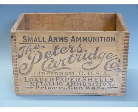 The Peters Cartridge Co wooden shotgun cartridge or ammunition box.