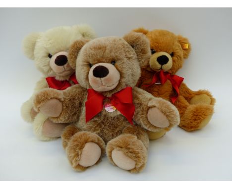 Three Steiff Teddy Bears including Bobby in beige, cream & rust mohair, 40cm