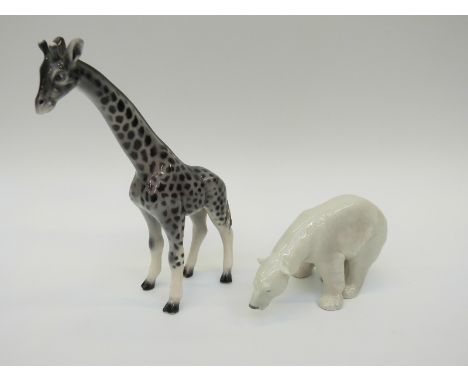 Copenhagen polar bear and a Goebel giraffe, height 21cm