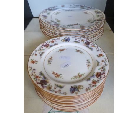 A quantity of Royal Worcester dinner and tea plates with Chinese style decoration 