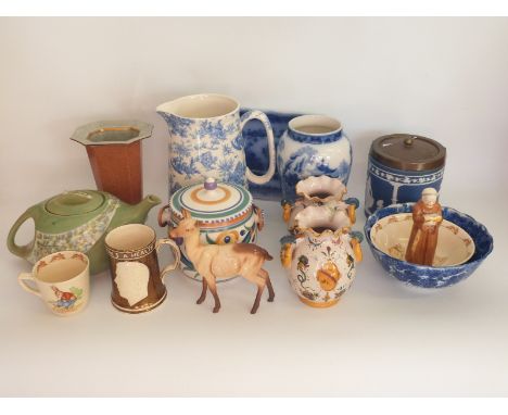 A collection of 20thC ceramics including Mintons chinoiserie vase, Royal Doulton Barbara Vernon items, retro T-Flo teapot, Be