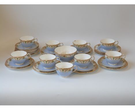 A quantity of Royal Worcester teaware comprising nine cups, 11 saucers, 11 plates and a bowl