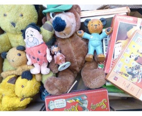 A collection of children's TV related items including Sooty and Sweep, Yogi Bear etc