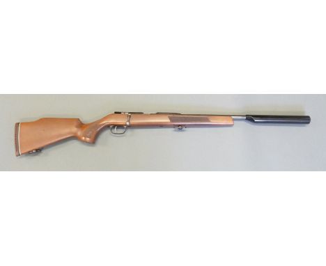 Parker Hale .22 bolt action rifle and two calibre conversion sleeve cartridges to convert to a .22 air rifle, with chequered 