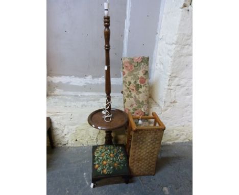 Three various stools and a standard lamp 