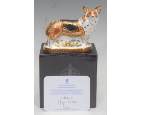 A Royal Crown Derby paperweight, The Royal Windsor Corgi, specially commissioned by Peter Jones to commemorate the 80th Birth
