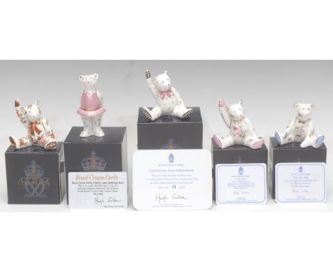 A Royal Crown Derby Miniature Teddy Bear, Royal Crown Derby Visitor Centre Ballerina Bear, gold backstamp exclusive, limited 