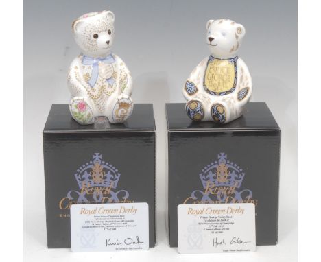 A Royal Crown Derby paperweight Teddy Bear, Prince George Teddy Bear, to celebrate the birth of HRH Prince George of Cambridg