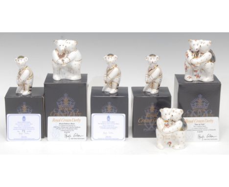 A Royal Crown Derby Miniature Teddy Bear, The Mulberry Hall Cricketer Bear, one of a special limited edition, 9cm, certificat