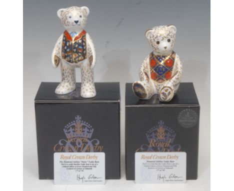 A Royal Crown Derby paperweight, Diamond Jubilee Teddy Bear, exclusive to Goviers of Sidmouth, Imari waistcoat dated 1952 - 2