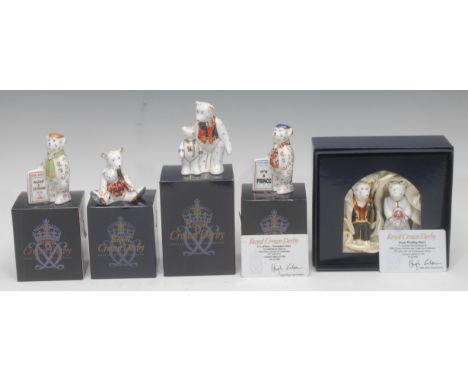 A pair of Royal Crown Derby Miniature Teddy Bear models, Royal Wedding Bears, to celebrate the marriage of HRH Prince William