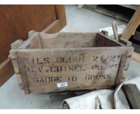 A vintage advertising crate