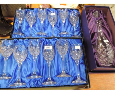 A selection of boxed crystal wine glasses and decanter by Edinburgh crystal