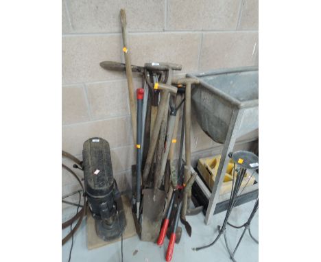 A large selection of garden tools