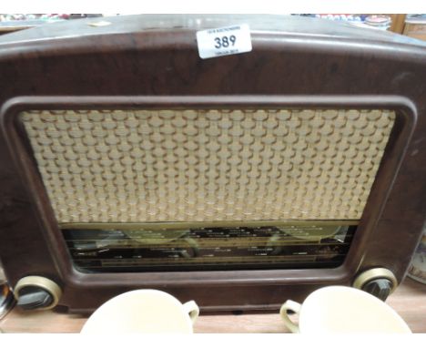 A vintage valve radio with bakelite body