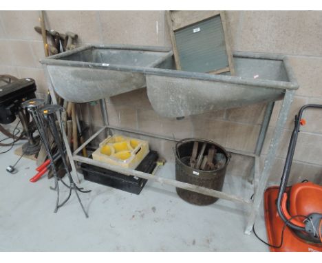 A galvanised water trough