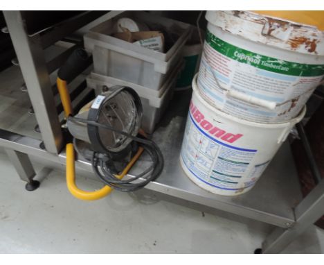 A selection of fixings and fittings and a work light