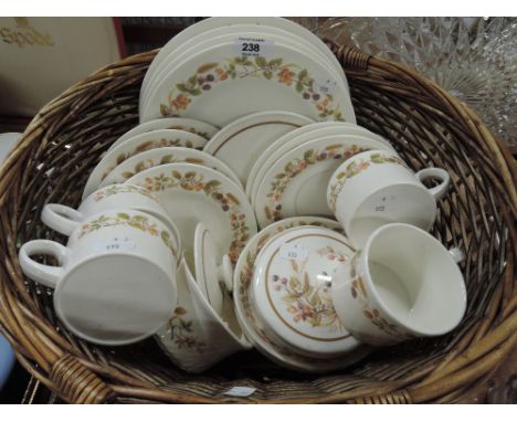 A part tea dinner or picnic service in plastic with transfer print design