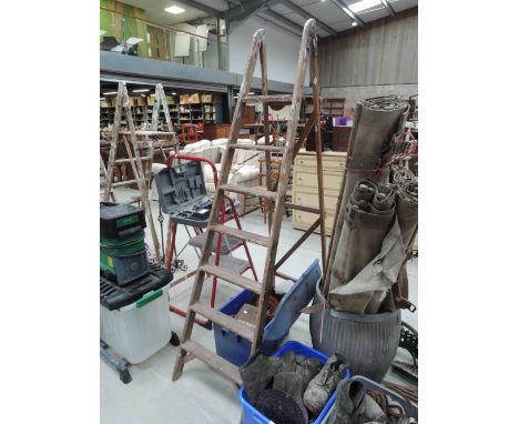 A set of wooden step ladders