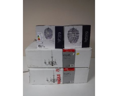 Two boxed Litecraft ceiling light fittings, together with two lighting collection pineapple  light fittings  