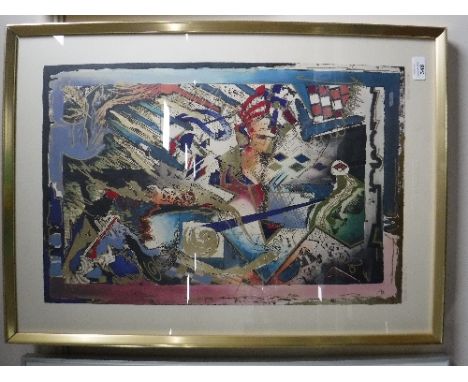 A contemporary framed Robert Kostuck embossed silk screen print - Hands of fate II signed in pencil 